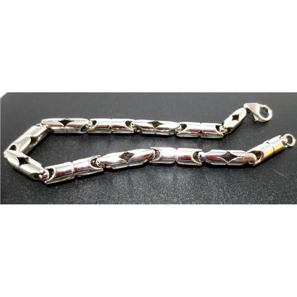 14K WHITE SOLID GOLD unique Turkish style rope unisex LINK BRACELET - Picture 2 of 5